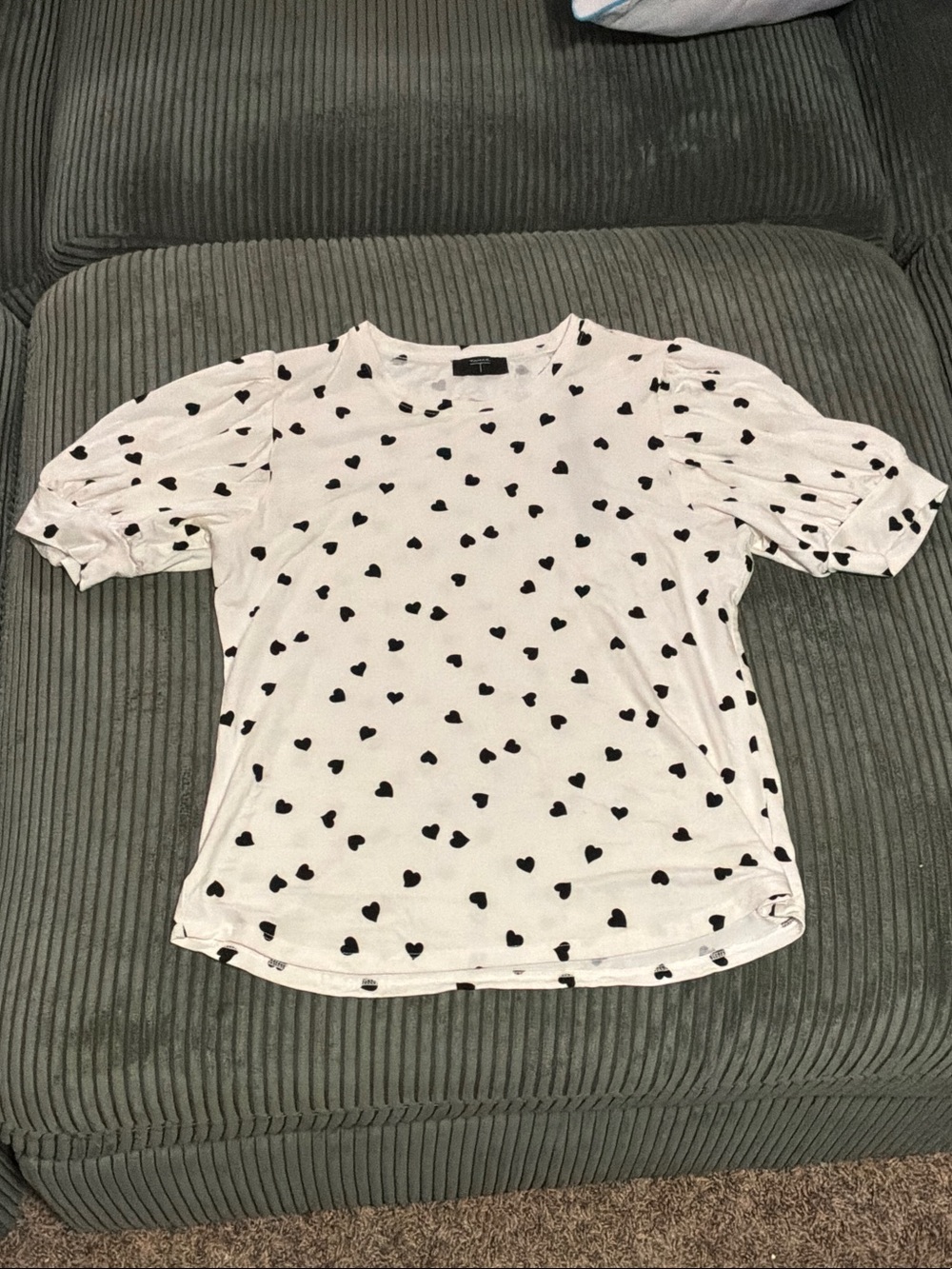 Tahari White Tee with Black Heart Print